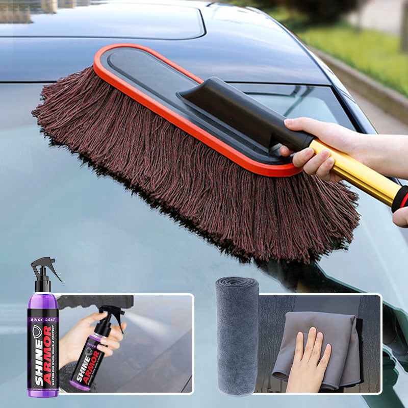 Car Cleaning Brush Extendable Handle Microfiber & Soft Bristles