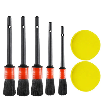 Car Detailing Brush Set Soft Natural Bristles 7 Piece