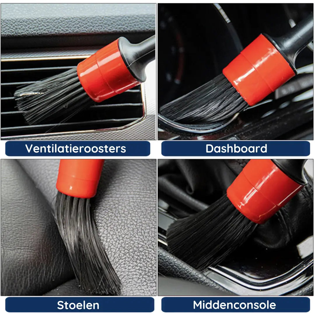 Car Detailing Brush Set Soft Natural Bristles 7 Piece
