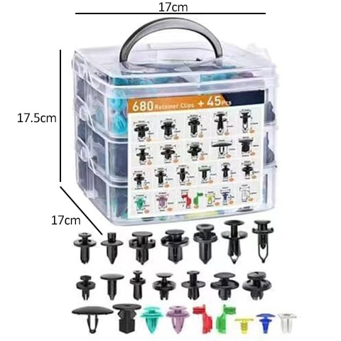 Car Fastening Clip Set 680-Piece Organizer Box & Removal Tool