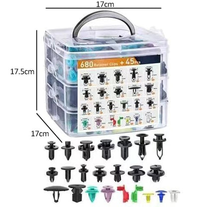 Car Fastening Clip Set 680-Piece Organizer Box & Removal Tool