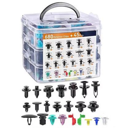 Car Fastening Clip Set 680-Piece Organizer Box & Removal Tool