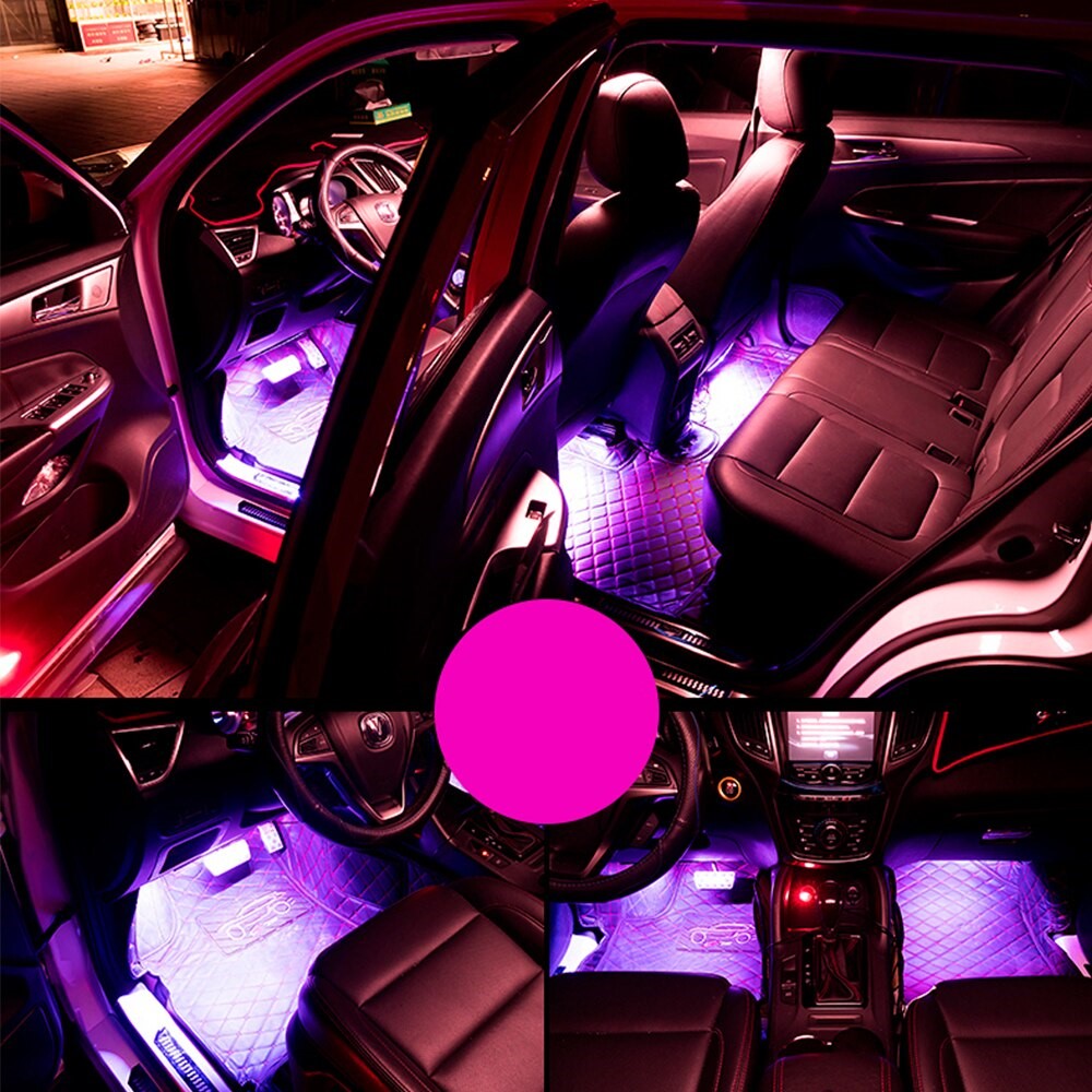 Car Interior LED Light USB-Powered 8-Color Adhesive Mount