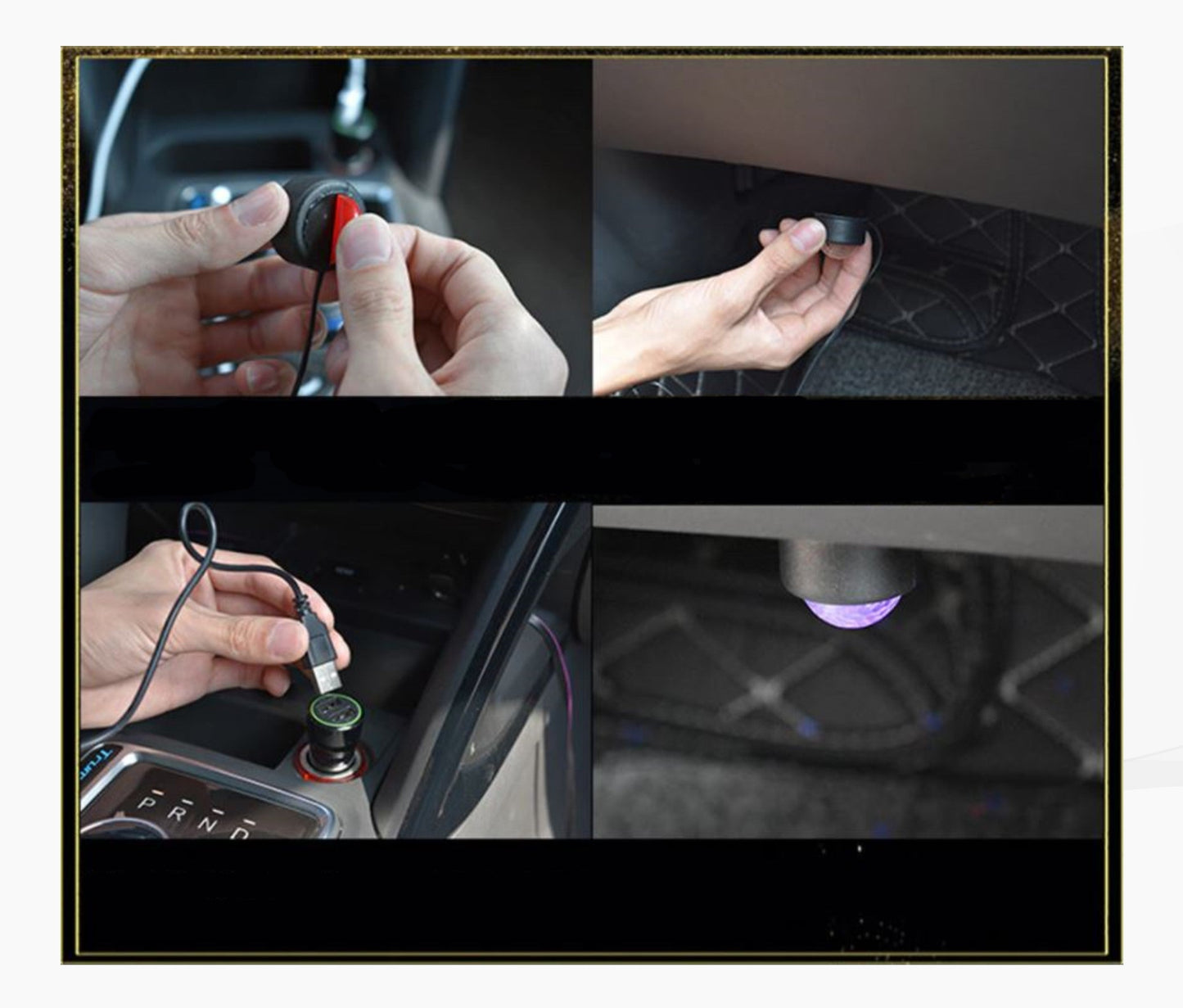 Car Interior LED Light USB-Powered 8-Color Adhesive Mount