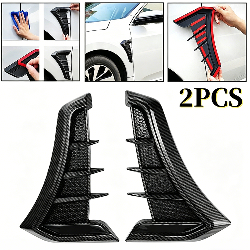 Car Side Vent Covers Carbon Look Self-Adhesive & Weatherproof