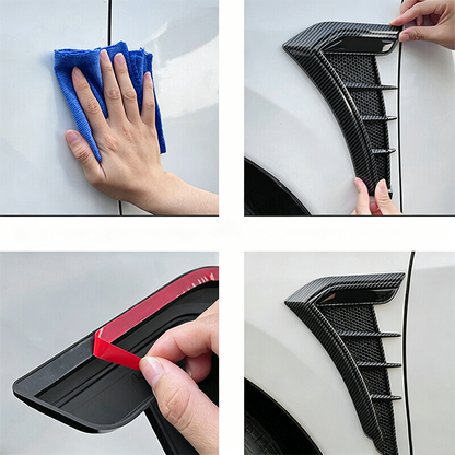 Car Side Vent Covers Carbon Look Self-Adhesive & Weatherproof