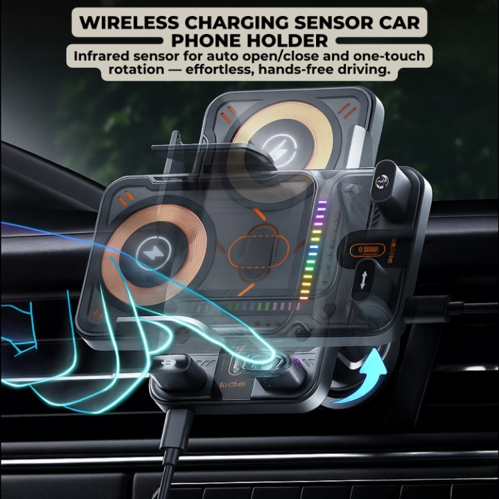 Car Smartphone Holder 15W Wireless Motorized Auto-Grip