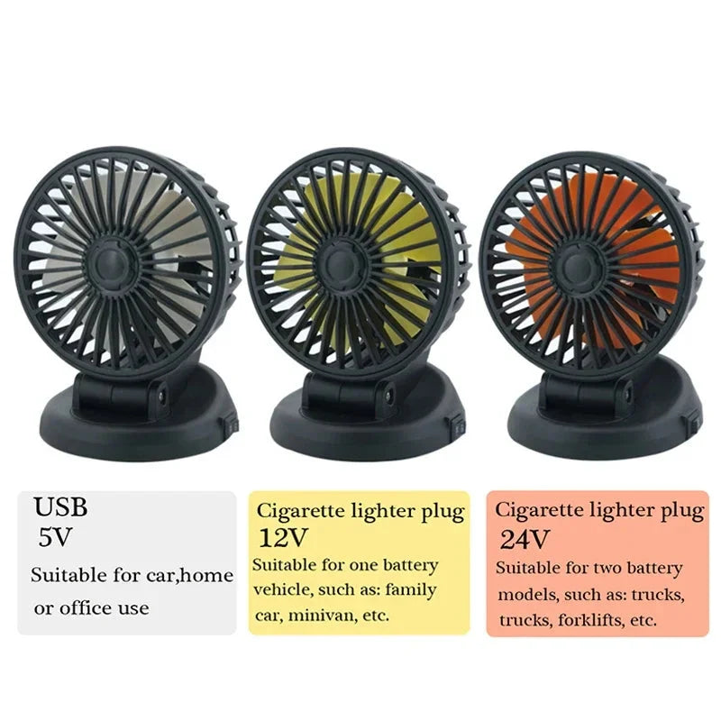 Car & Truck Fan Multi-Voltage 360° Rotatable