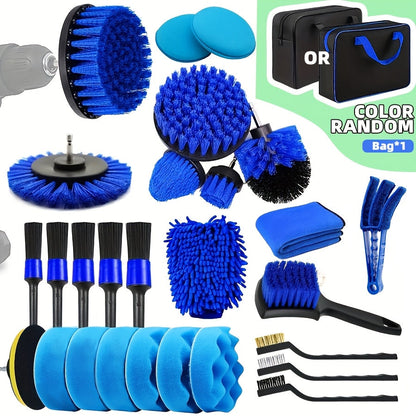 Car Wash Brush Set Drill Adapter & Microfiber Pads