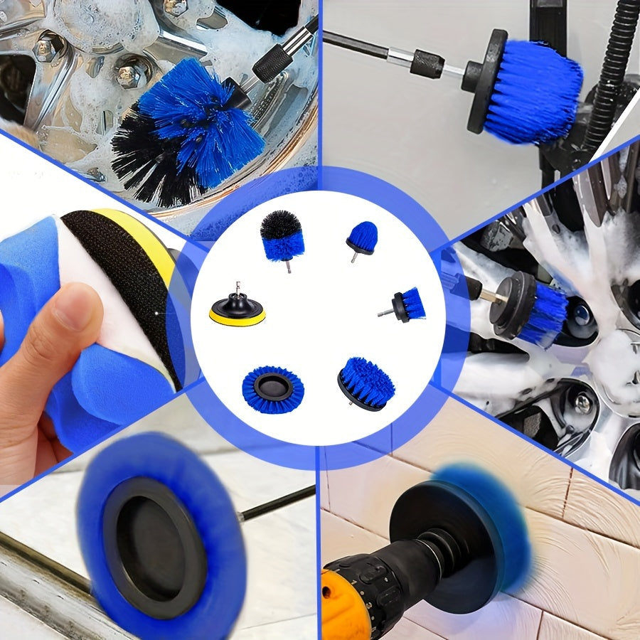 Car Wash Brush Set Drill Adapter & Microfiber Pads