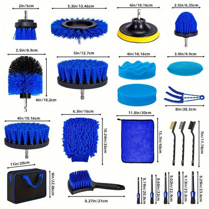 Car Wash Brush Set Drill Adapter & Microfiber Pads