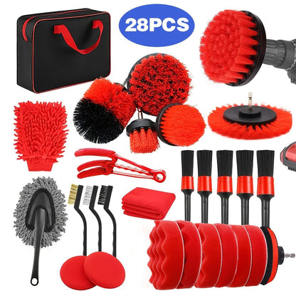 Car Wash Brush Set Drill Adapter & Microfiber Pads
