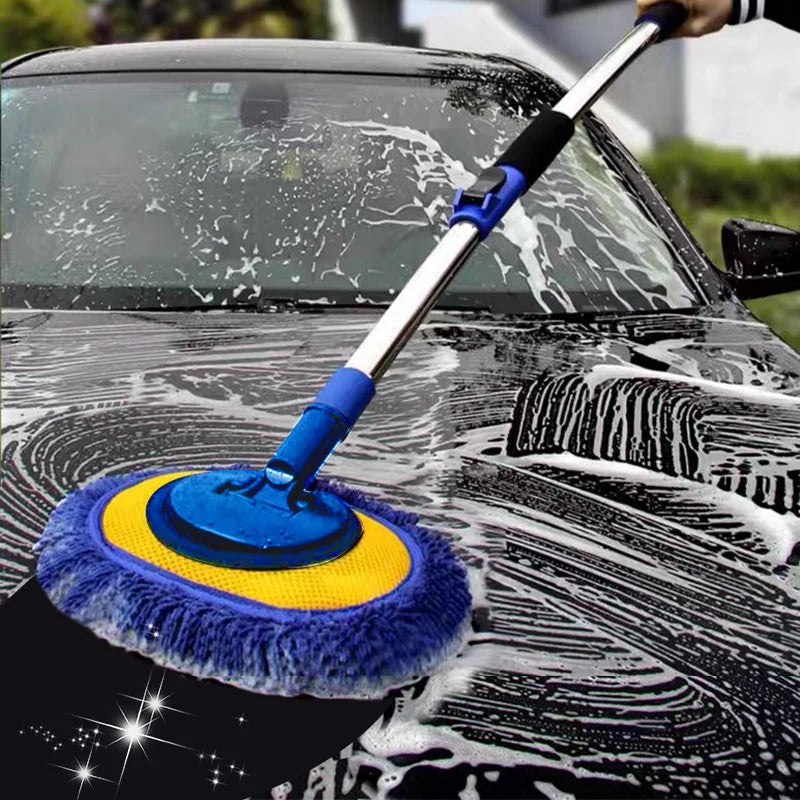 Car Wash Mop Telescopic Aluminum Microfiber Head