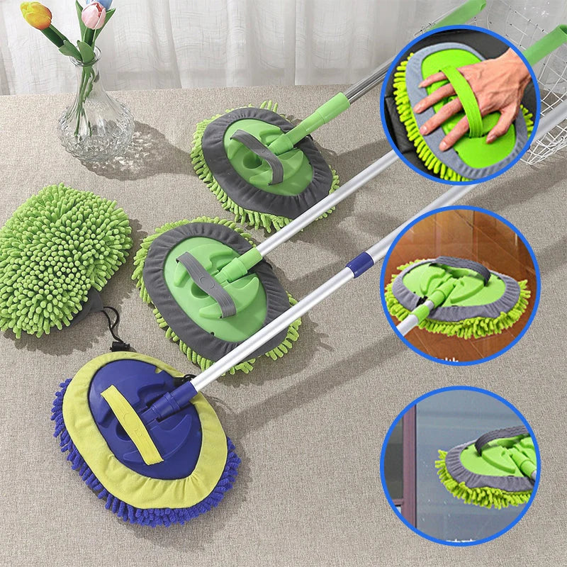 Car Wash Mop Telescopic Aluminum Microfiber Head