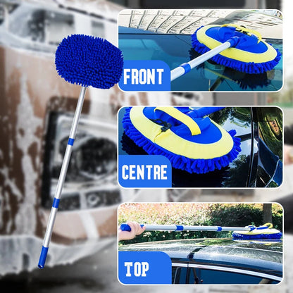 Car Wash Mop Telescopic Aluminum Microfiber Head
