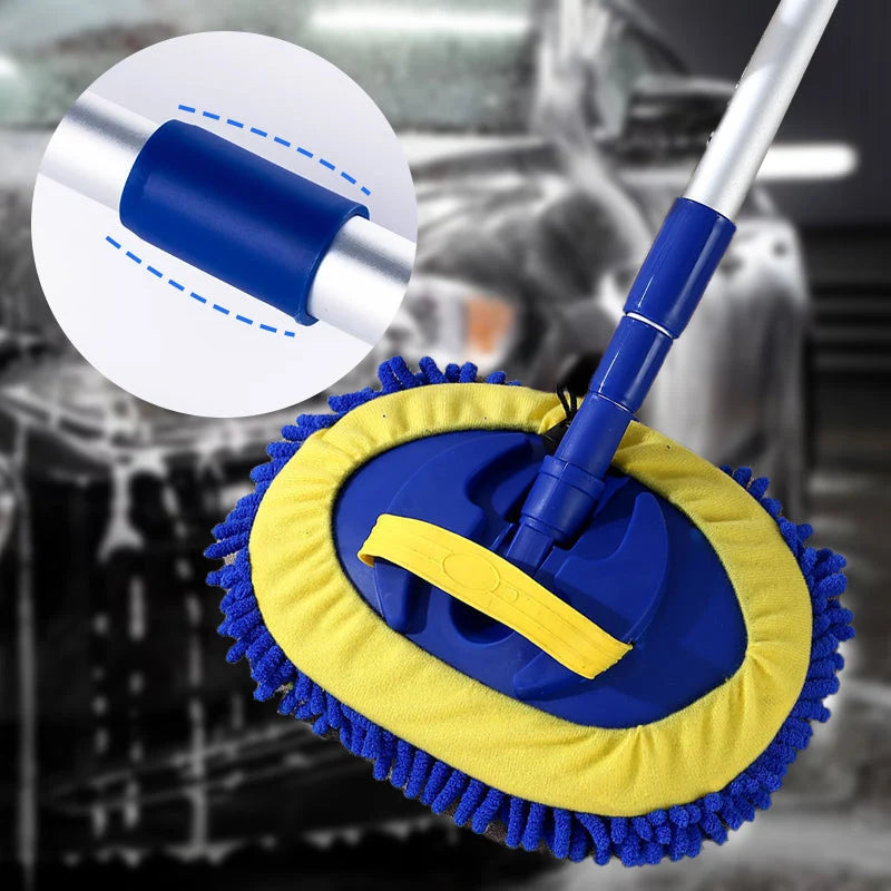 Car Wash Mop Telescopic Aluminum Microfiber Head