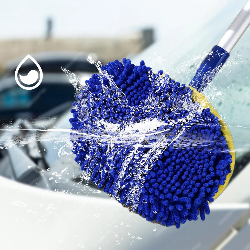 Car Wash Mop Telescopic Aluminum Microfiber Head