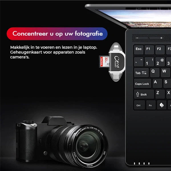 Card Reader 4-in-1 USB-C Lightning Micro-USB USB-A Keychain