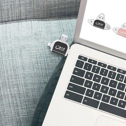Card Reader 4-in-1 USB-C Lightning Micro-USB USB-A Keychain