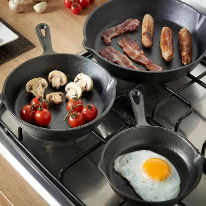 Cast Iron Pan Set 3-Piece Oven & Induction Safe