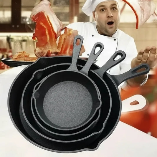 Cast Iron Skillet Set Pre-Seasoned Nonstick Four Piece