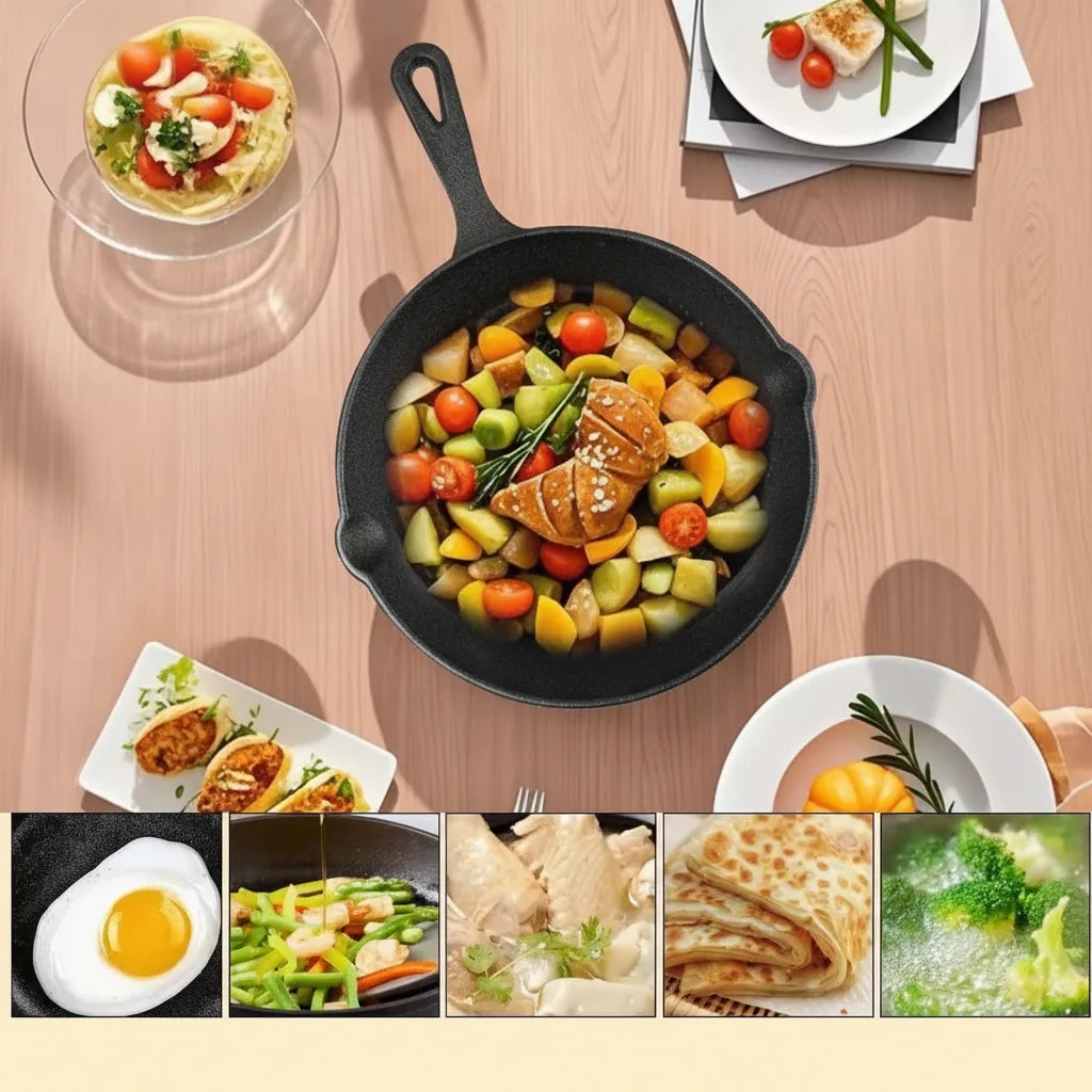 Cast Iron Skillet Set Pre-Seasoned Nonstick Four Piece