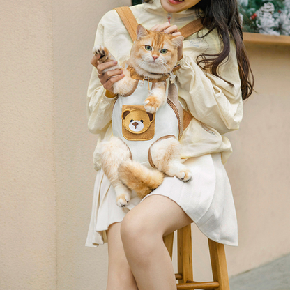 Cat Backpack Transparent Window Ventilated Mesh & Adjustable Straps