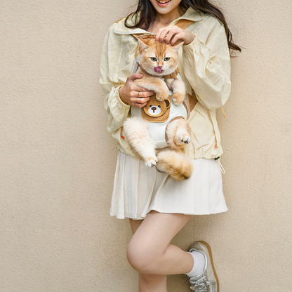 Cat Backpack Transparent Window Ventilated Mesh & Adjustable Straps