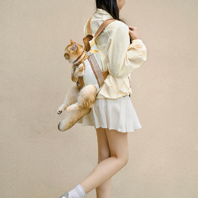 Cat Backpack Transparent Window Ventilated Mesh & Adjustable Straps