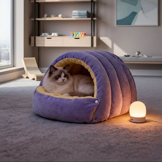 Cat Cave Corduroy Fleece Lined Removable & Washable Cover