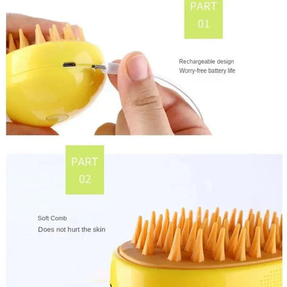 Cat Grooming Brush 3-in-1 Silicone Tips & Steam