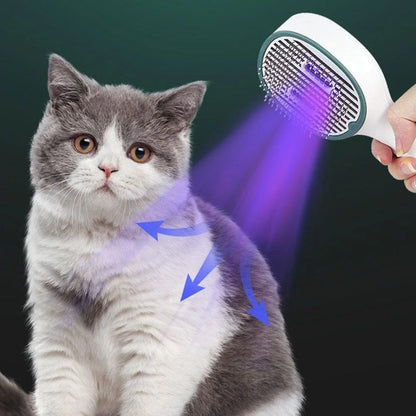 Cat Grooming Brush UV Light & Soft Rubber Bristles