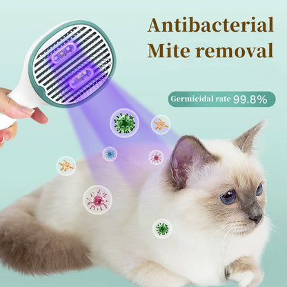 Cat Grooming Brush UV Light & Soft Rubber Bristles