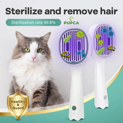 Cat Grooming Brush UV Light & Soft Rubber Bristles