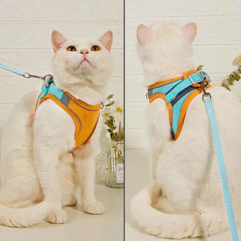 Cat Harness & Leash Set Padded Reflective Quick-Release
