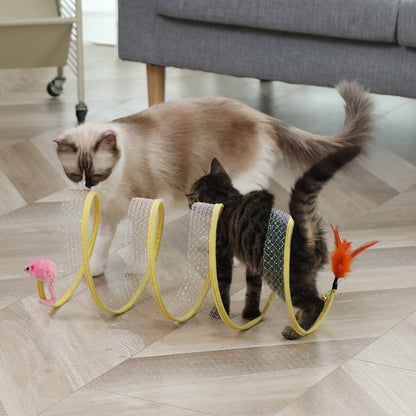 Cat Play Tunnel Spiral Sisal Foldable Feather Attachments