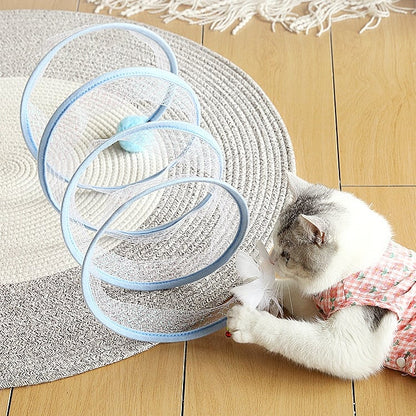 Cat Play Tunnel Spiral Sisal Foldable Feather Attachments