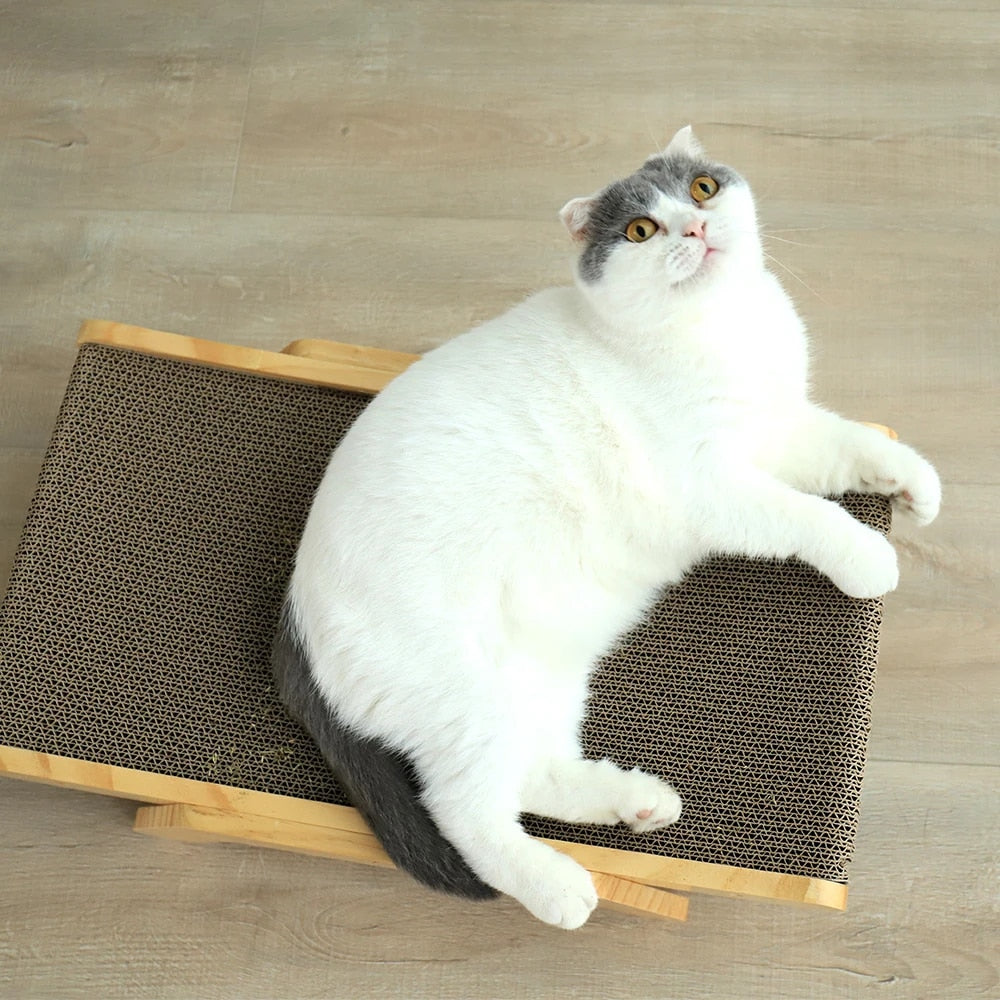 Cat Scratcher Wooden Frame Replaceable Cardboard