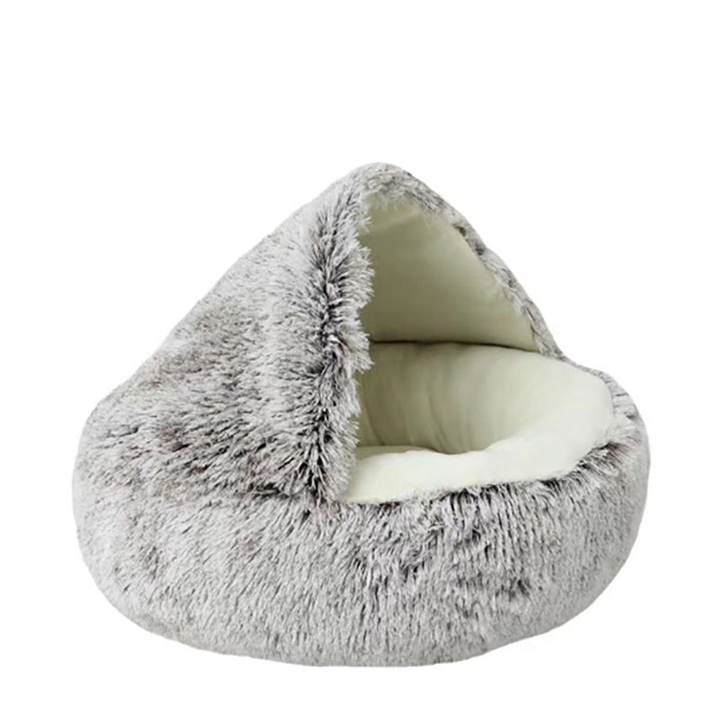 Cat & Small Dog Bed Semi-Enclosed Plush Non-Slip Base