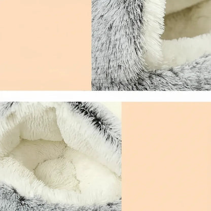 Cat & Small Dog Bed Semi-Enclosed Plush Non-Slip Base