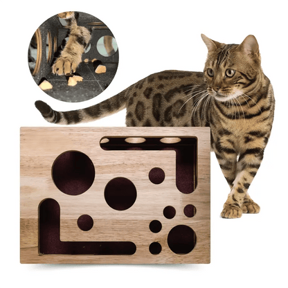 Cat Toy Oak Wood Nail Filing & Treat Dispenser