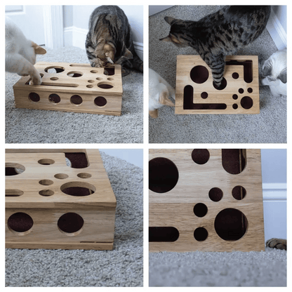 Cat Toy Oak Wood Nail Filing & Treat Dispenser