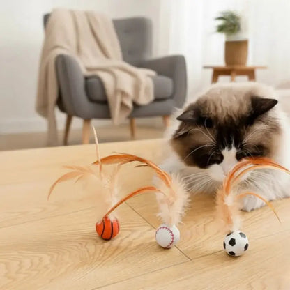 Cat Toy Silicone Body & Natural Feathers