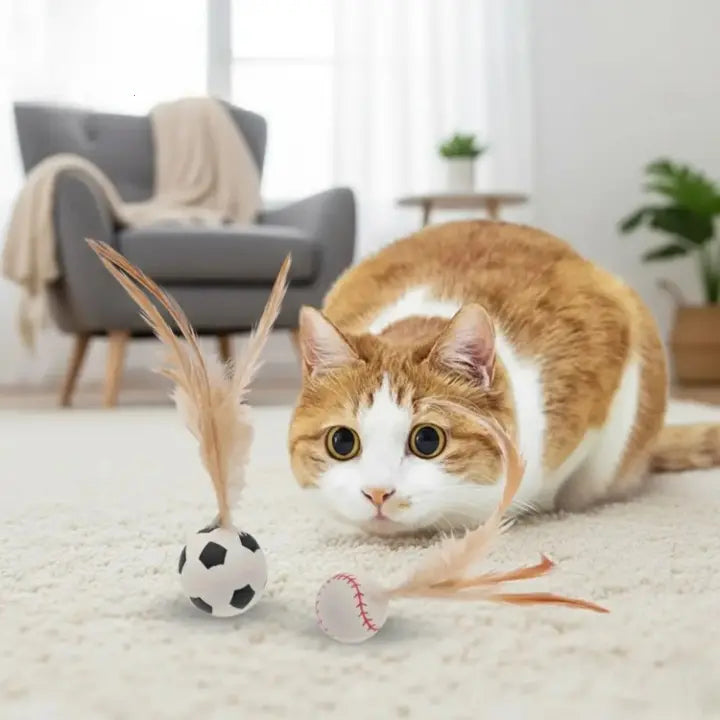 Cat Toy Silicone Body & Natural Feathers