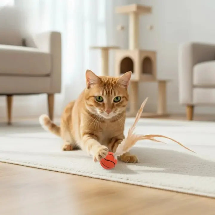 Cat Toy Silicone Body & Natural Feathers
