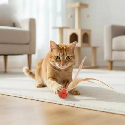 Cat Toy Silicone Body & Natural Feathers