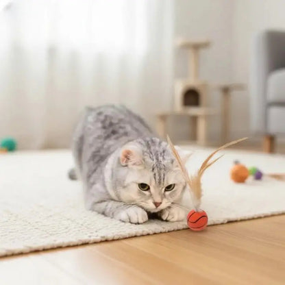 Cat Toy Silicone Body & Natural Feathers