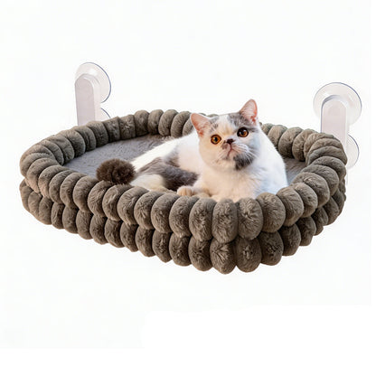 Cat Window Perch Foldable Suction-Cup Mount Plush Washable Cover