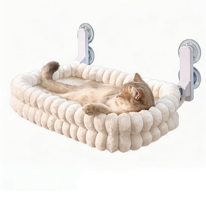 Cat Window Perch Foldable Suction-Cup Mount Plush Washable Cover