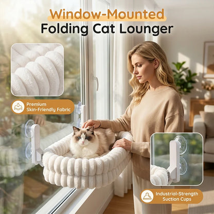 Cat Window Perch Foldable Suction Mount Removable Plush Cover